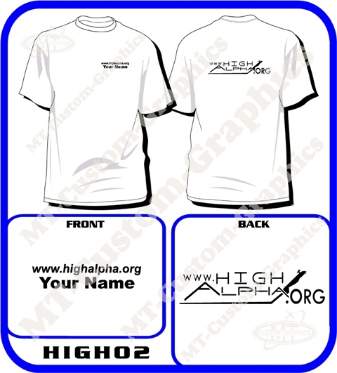 High Alpha T-shirt Front & Back logos